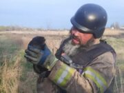 Rescue of a hedgehog from fire in Slavyansk
